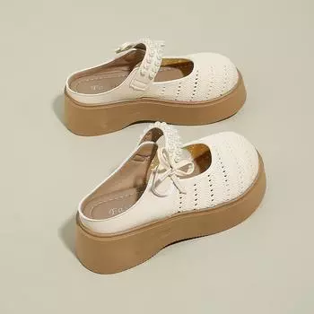 Thick-bottomed bag head half slippers for women, new spring and summer one-pedal woven cool slippers 34