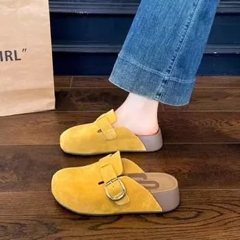 Thick-bottomed bag head half slippers women s summer new models can be worn to increase the height of casual versatile fashion slippers 35