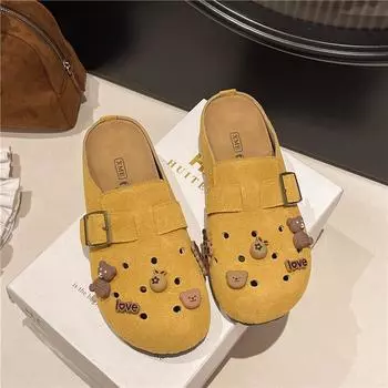 Thick-bottomed bag head hole slippers summer new retro fashion wear cute cartoon 35 жёлтый