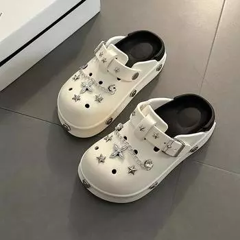 Thick-bottomed bag head slippers for women s summer outer wear, new summer models, breathable and comfortable, heightening and non-slip 35-36