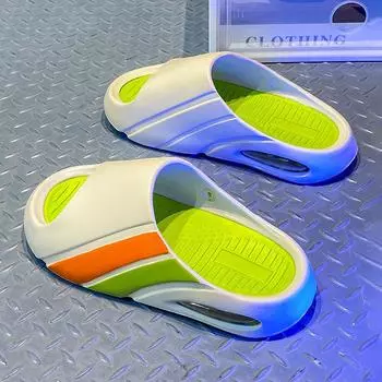 Thick-bottomed cool slippers men s summer 2024 new one-word drag non-slip home couple beach slippers men 40 чёрный