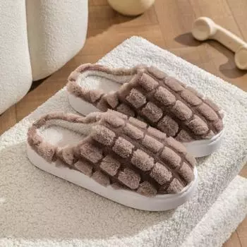 Тапочки из хлопка с толстой подошвой, мужские, осень-зима 2023 года, новые, домашние, нескользящие, бархатные, теплые, парные, женская верхняя одежда 36-37 розовый