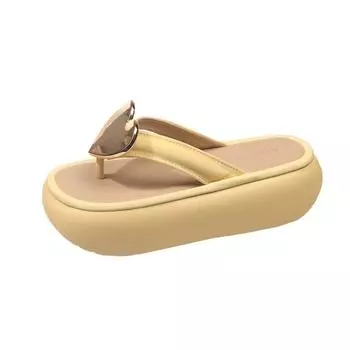 Thick-bottomed love increases the height of the slope heel, pinch your feet, cool slippers, women s summer wear, new super fire with skirt 35