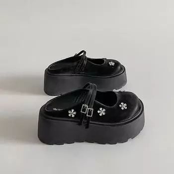 Thick-bottomed rhinestone bag head half slippers women wear sandals spring and summer new slippers 34