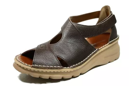 thick genuine with easy to walk no made in magic belt [Yuko Matsumoto] Sandals, sole, leather, heel, in, pain, Velcro, Japan, (dark brown, темно-коричневого