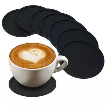 Thick Glass Drink Coasters Easy To Clean Durable Silicone Cup Mug Insulation Pad Table Cup Cup Mat чёрный