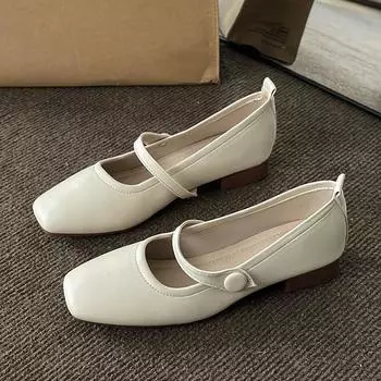 Thick Heel French Single Shoe Women s 2024 New Versatile Vintage Low Heel Simple Small Leather Shoes Zapatos De Mujer Pumps 35
