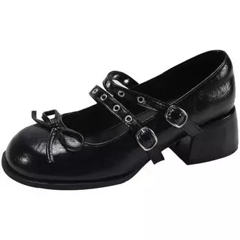 Thick heel soft sole not tired feet with skirt shallow mouth single shoes women s summer new casual fashion height Mary Jane 40