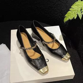 Thick heel square head Mary Jane single shoes women s shoes new spring and autumn temperament evening shoes 35