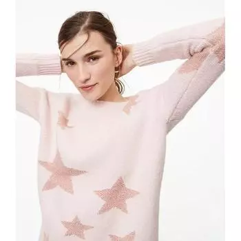 Thick Loose Bright Silk Woven Flower round Neck Long Sleeve Sweater Pink Unlabeled Bust size 110