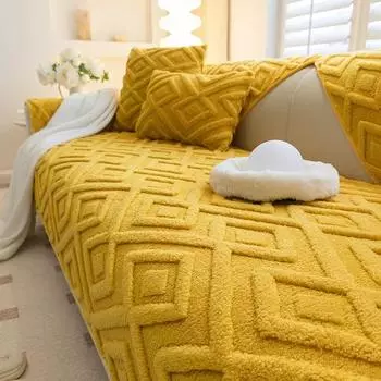 Thick Plush Couch Sofa Cover Sectional Couch Towel Non-Slip Solid Color Plush Sofa Slipcover Furniture Protector for Kids Pets A 70x70