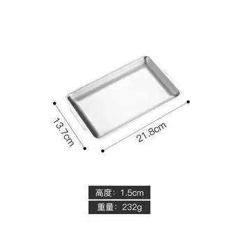 Thick Rectangular Tray Stainless Steel Food Storage Trays Sushi BBQ Flat Bottom Shallow Dishes Fruit Vegetable Plate Baking Pan