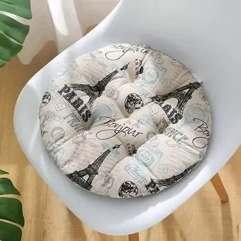 Thick round Cushion Cotton Linen Futon Window Cushion Tatami Pad Fabric Prayer Mat Tea House Yoga Mat Paris Tower 30x 30 (round cotton and linen)