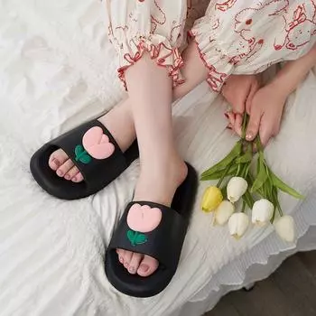 Толстые шлепанцы для женщин 2024 года, женские тапочки с открытым носком на платформе, сандалии для ванной, летние повседневные туфли для дома из ПВХ 36