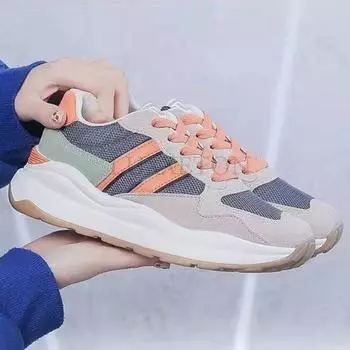 Thick Sole and Round Toe Dad Shoes with Mesh Surface for Lightweight Non Slip Breathable Casual and Comfortable Sports Shoes 36 оранжевый