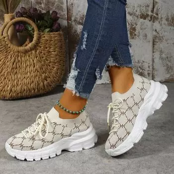 Thick Sole Elevated Casual Shoes for Women New Plus Size 42 Women Shoes Retro Mixerd Colors Women Sneakers Zapatos 2025 35 оранжевый