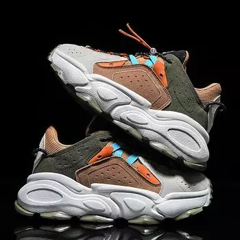 Thick Sole Non-slip Wear-resistant Man Chunky Sneakers Spring Autumn New Mens Casual Shoes Women Sports Footwear Board Fashion 7 36 бежевый