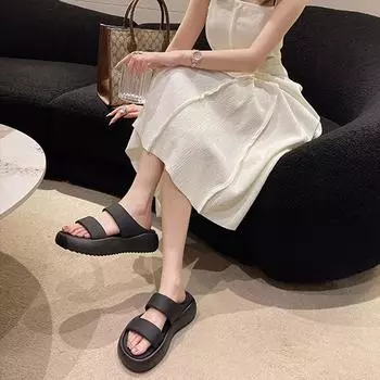 Thick Sole Soft And Light Fashion Women s Slippers Summer Leisure Indoor Non-slip New Women s Sandals Beach Slippers Size 35-40 35 чёрный