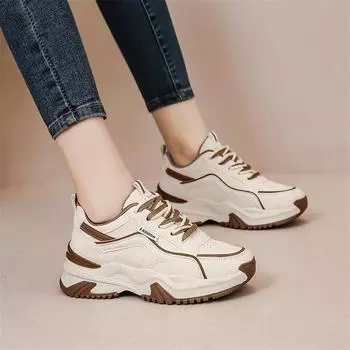 Thick Sole Women Shoes Fashion Fitness Clunky Sneakers Mixed Colors Ladies Elevator Shoes Sewing Breathable Platform Sneaker New 35