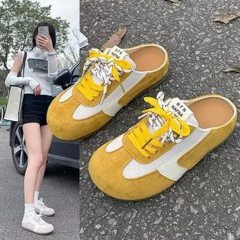 Thick-soled bag head half slippers women s outer wear summer new mesh female student versatile casual shoes 35