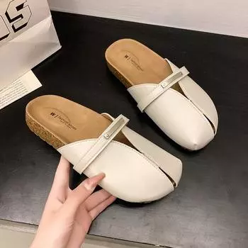 thick-soled bag head half slippers women wear new beach shoes in summer versatile lazy casual sandals shoes 35