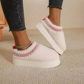 Thick-soled bag head half slippers women s autumn and winter 2025 fur integrated lamb wool velvet snow boots lazy cotton shoes 36 хаки