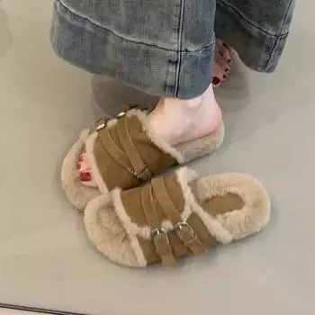 Thick-soled belt buckle Mao Mao shoes women s outer wear in the winter of 2024 new retro Mori women s matte leather warm Boken tow 35