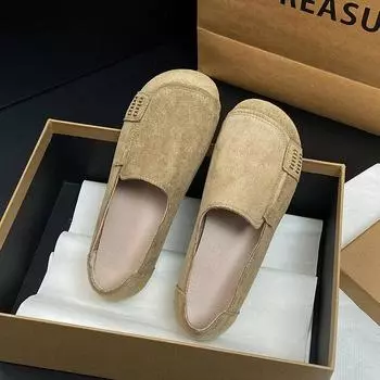 thick-soled Boken shoes women s single shoes gentle evening breeze flat-soled one-pedal spring and summer 2025 new with skirt Doudou shoes 35