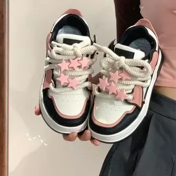 thick-soled casual mesh sports color matching white shoes for women s autumn new niche versatile board shoes for women 35