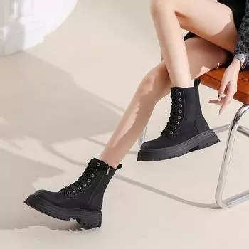 Классические женские ботинки Martin цвета хаки на толстой подошве 2024 года, новые британские уличные универсальные повседневные короткие ботинки в стиле ретро 35