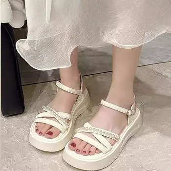 Thick-soled cool slippers for women s summer wear, new casual and not tired feet, soft soles with skirts and sandals 35