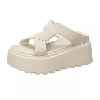 Thick-soled cool slippers women s summer outer wear 2025 new models with skirts to increase the sense of fashion muffin shoes casual one-word drag 34