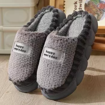 thick-soled cotton slippers men s home winter indoor non-slip thick-soled wool slippers men s large size 38-39