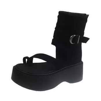 Thick-soled cover toe cool boots women s pants tube boots 2025 summer new French hollow muffin sandals pinch feet Roman short boots 35