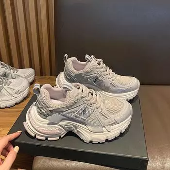 Thick-soled dad shoes women s spring new versatile breathable mesh lightweight height-increasing casual sports shoes 35
