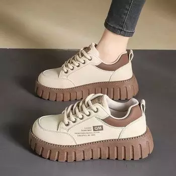 Thick-soled dopamine women s spring and autumn 2025 new versatile super fire explosion autumn wear-resistant casual fashion sports shoes 35 чёрный