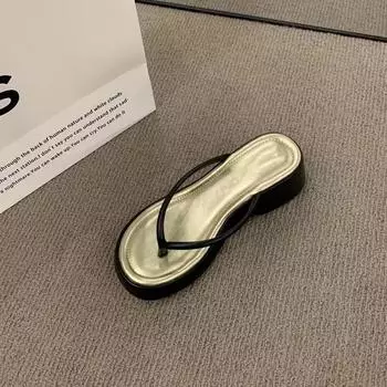 Женские шлепанцы на толстой подошве, лето 2024, новая корейская версия, пляжные тапочки с кексами, классные туфли 35