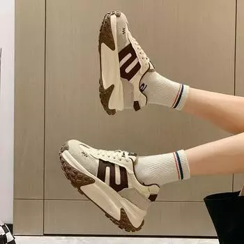 Thick-soled fried street dad shoes women s velvet muffin inner height increase Forrest Gump shoes 2025 autumn and winter new casual sports shoes 35 чёрный