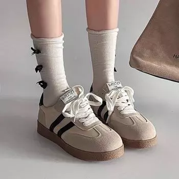 thick-soled German training shoes women s ins tide 2025 spring new soft-soled sports and leisure Forrest Gump shoes retro versatile board shoes 35 розовый