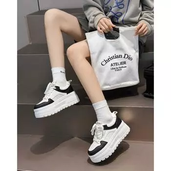 Thick-soled heightened breathable little white shoes women s new versatile lace-up air force casual sports shoes single shoe trend 35