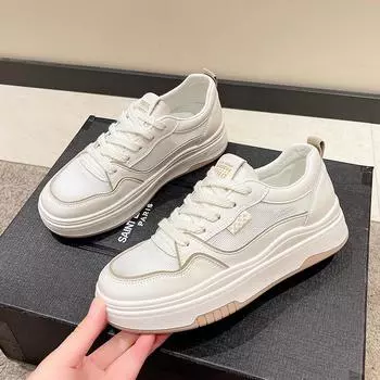 Туфли белые с толстой подошвой и сетчатым верхом, дышащие, женские, весенние, новые, универсальные, спортивные, повседневные, удобные кроссовки с мягкой подошвой 35