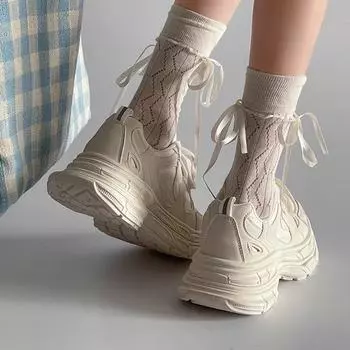 Thick-soled heightened white foot-showing little dad shoes women s spring and summer new versatile lace-up lightweight sports and leisure shoes 35 красный