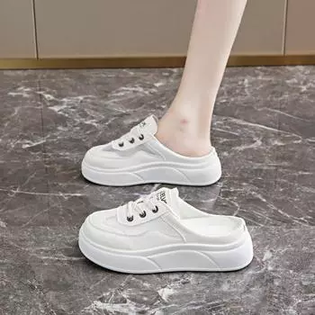 Thick-soled heightening bag head half slippers summer new versatile casual women s shoes lazy one-pedal slippers women 35