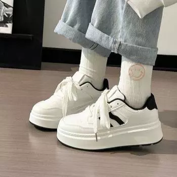 Thick-soled heightening board shoes 2024 autumn new fashionable versatile little white shoes lightweight casual sports shoes women 35 белый