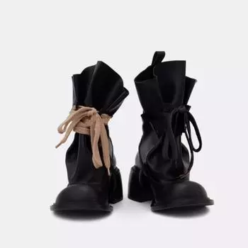 Thick-soled heightening bundle strap short boots spring and summer new Spice Girls pile boots thick heel thin round head Martin boots 35