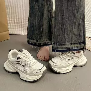 Thick-soled heightening dad shoes women s 2025 new casual versatile couple mesh sneakers spring and autumn women s shoes 35