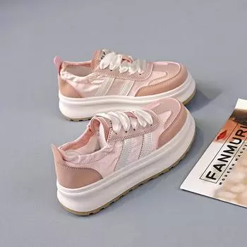 Женские туфли Forrest Gump на толстой подошве, новые модели лета 2024 года, демонстрируют небольшие и легкие универсальные спортивные и повседневные туфли для пап A2 35 грязно-белый