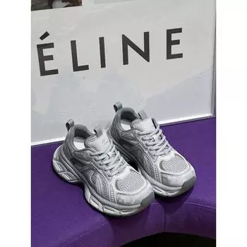 Thick-soled heightening gray dad shoes women s spring new mesh breathable sports shoes lightweight casual shoes 35 серебряный