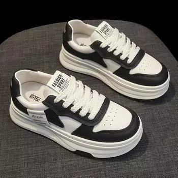 Thick-soled Heightening Leather Board Shoes Women s Spring and Autumn New Versatile and Lightweight Little White Shoes Women s Casual Sports Shoes 35