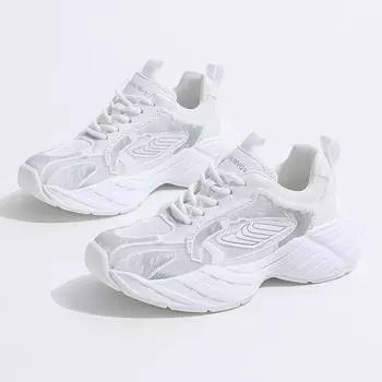 Thick-soled heightening leather dad shoes women s summer thin mesh breathable small casual running shoes 35